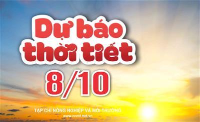 Thời tiết ngày 8/10: Khu vực Bắc Bộ và Thanh Hóa tiếp tục mưa, cục bộ có mưa rất to