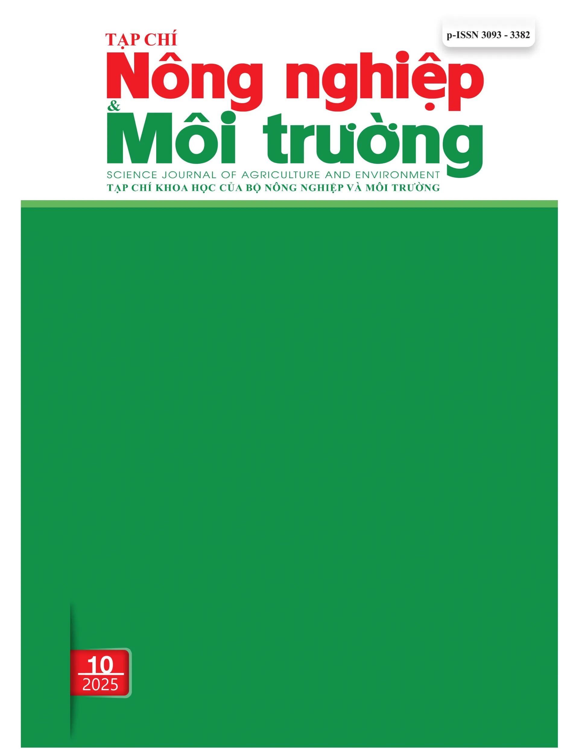 Tạp chí Nông nghiệp và Môi trường số 10 (Kỳ 2 tháng 5) năm 2025