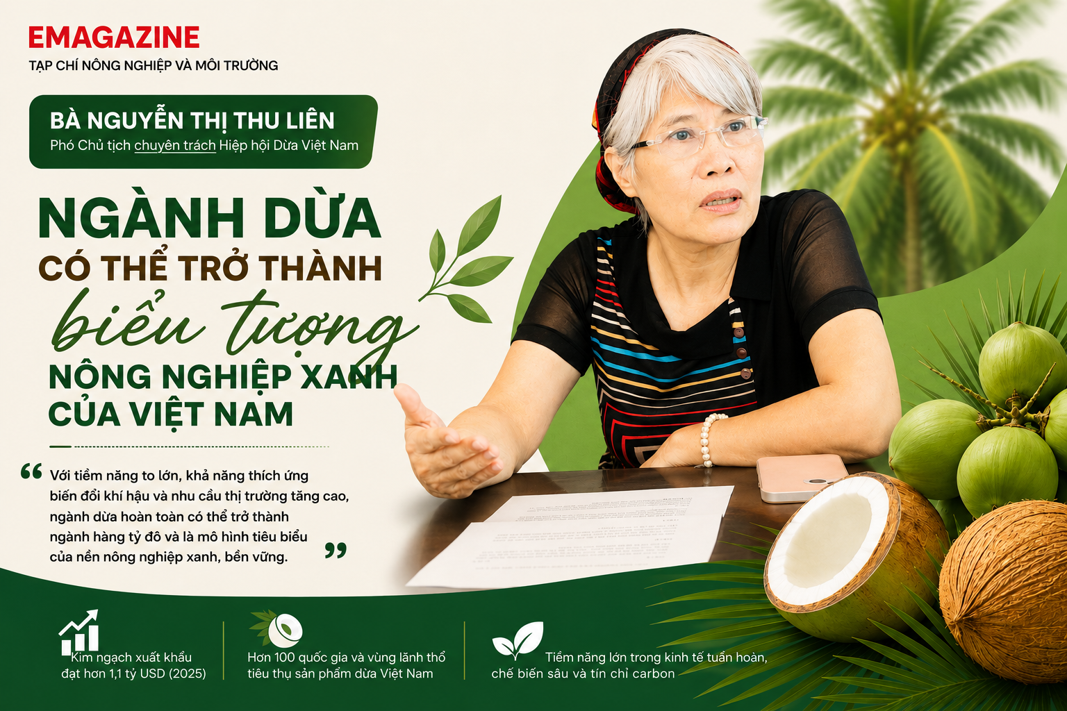 Bà Nguyễn Thị Thu Liên: Ngành dừa có thể trở thành biểu tượng nông nghiệp xanh của Việt Nam