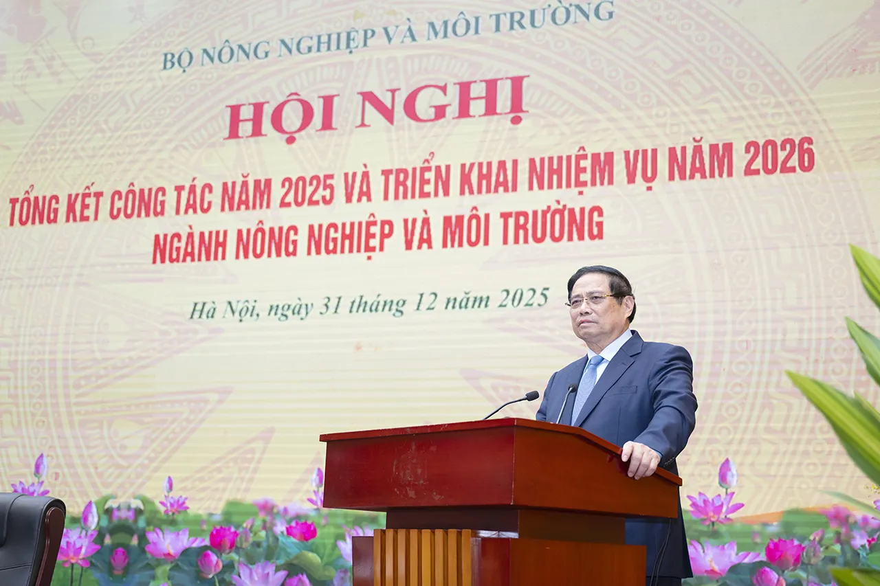 Thủ tướng Phạm Minh Chính tham dự Hội nghị tổng kết công tác năm 2025, triển khai nhiệm vụ năm 2026 của Bộ Nông nghiệp và Môi trường