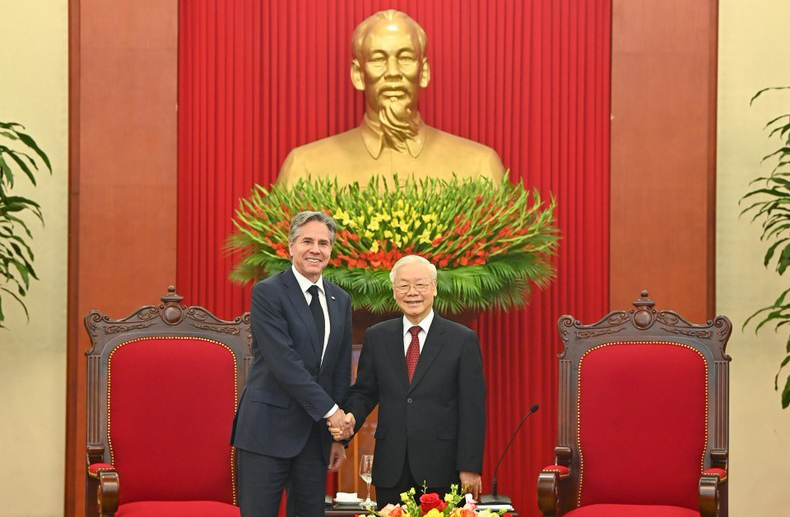 Tổng Bí thư Nguyễn Phú Trọng tiếp Bộ trưởng Ngoại giao Hoa Kỳ Antony Blinken