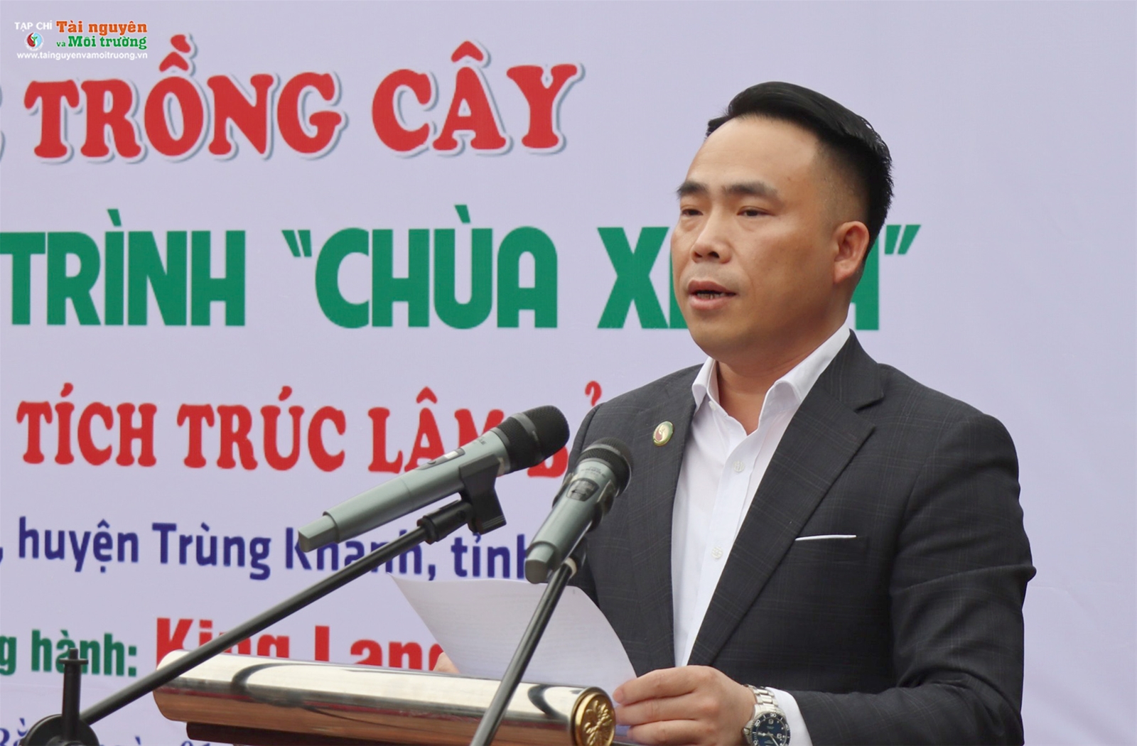 Phóng sự ảnh Tạp chí Tài nguyên và Môi trường trồng cây tại chùa Phật Tích Trúc Lâm Bản Giốc, Cao Bằng