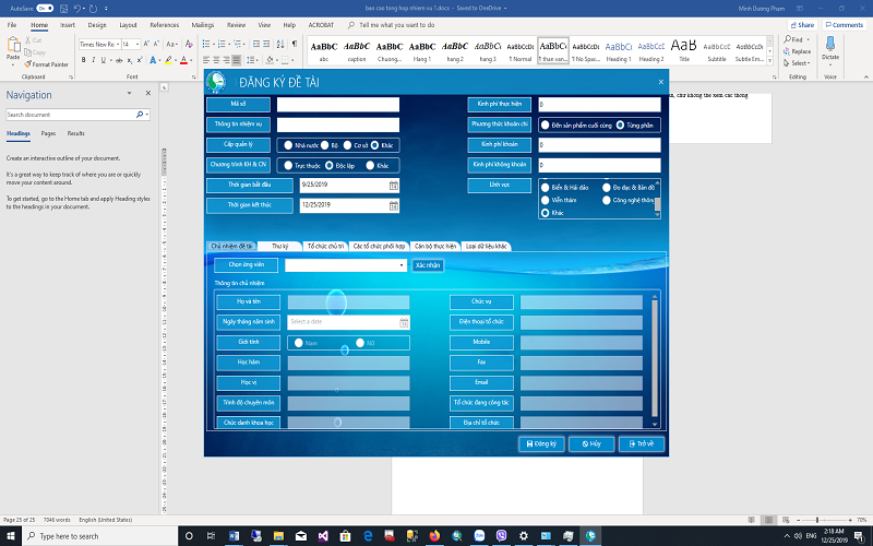Xây dựng ứng dụng quản lý cơ sở dữ liệu đề tài, dự án, nhiệm vụ chuyên môn phục vụ quá trình chuyển đổi số tại Viện Nghiên cứu Biển và Hải đảo