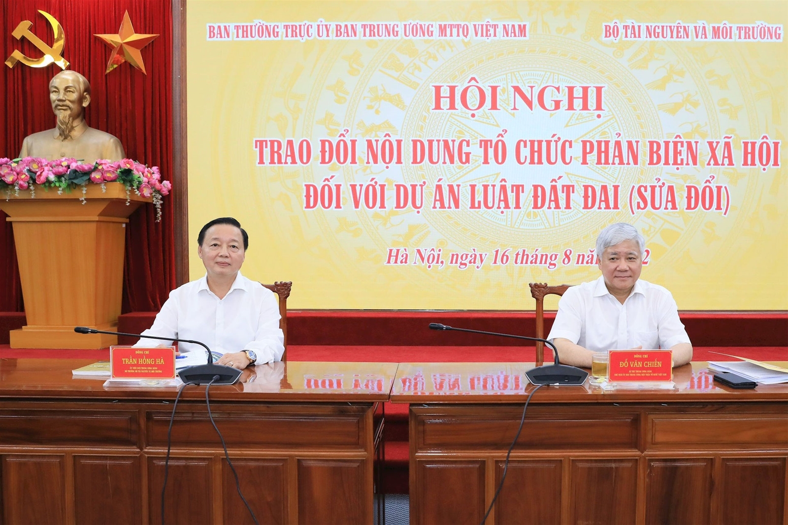 Bộ TN&MT làm việc với Ủy ban Trung ương Mặt trận Tổ quốc Việt Nam về Dự án Luật Đất đai (sửa đổi)