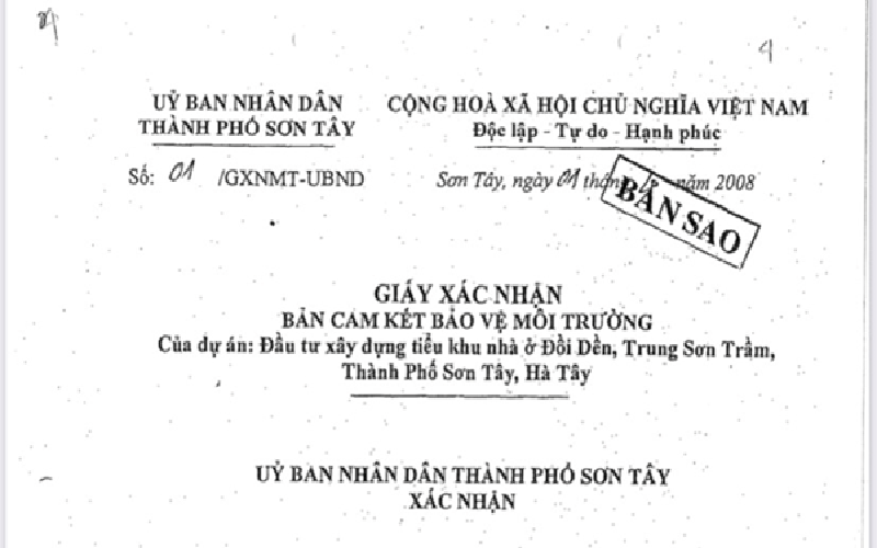 Hà Nội: “Nội soi” pháp lý dự án Tiểu khu nhà ở Đồi Dền,  TX Sơn Tây