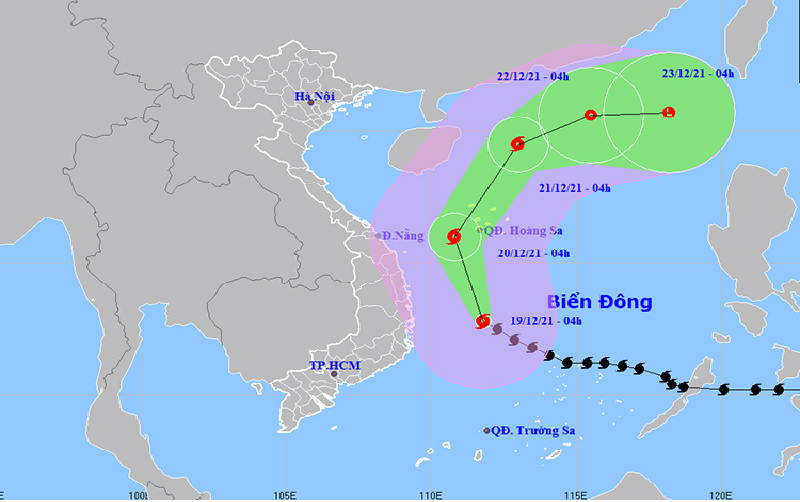 Thời tiết ngày 19/12: Bão số 9 gây gió mạnh, sóng lớn và mưa dông trên biển