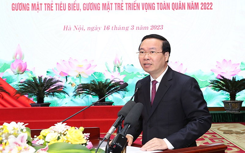Chủ tịch nước Võ Văn Thưởng dự lễ tuyên dương gương mặt trẻ toàn quân 2022