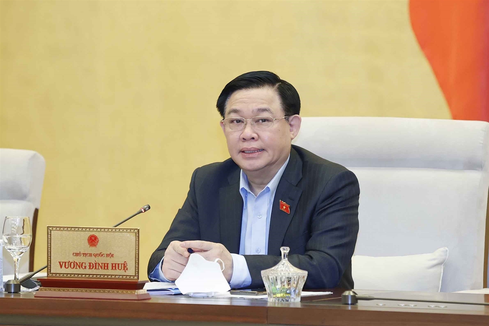Chủ tịch Quốc hôi Vương Đình Huệ phát biểu tại Phiên họp thứ 9 của UBTVQH