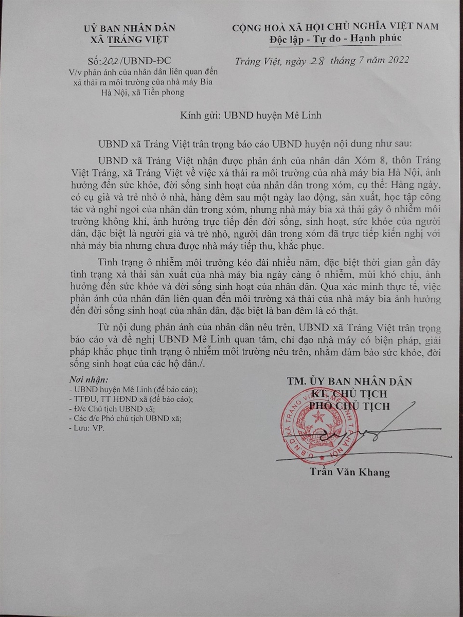 Habeco gây ô nhiễm không khí