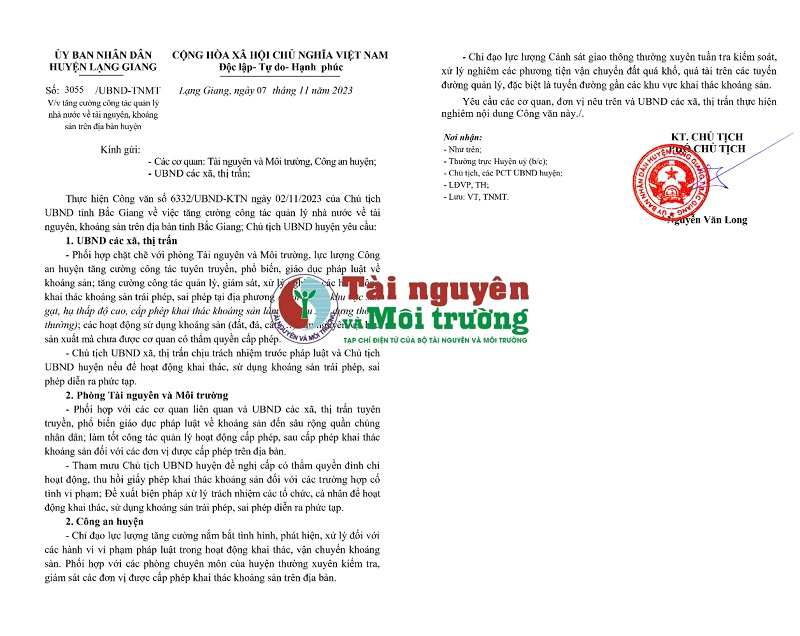 Huyện Lạng Giang - Bắc Giang: Tăng cường quản lý khoáng sản
