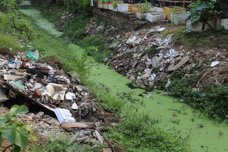 Hàng loạt mương thoát nước lộ thiên bốc mùi hôi thối tại Hà Nội