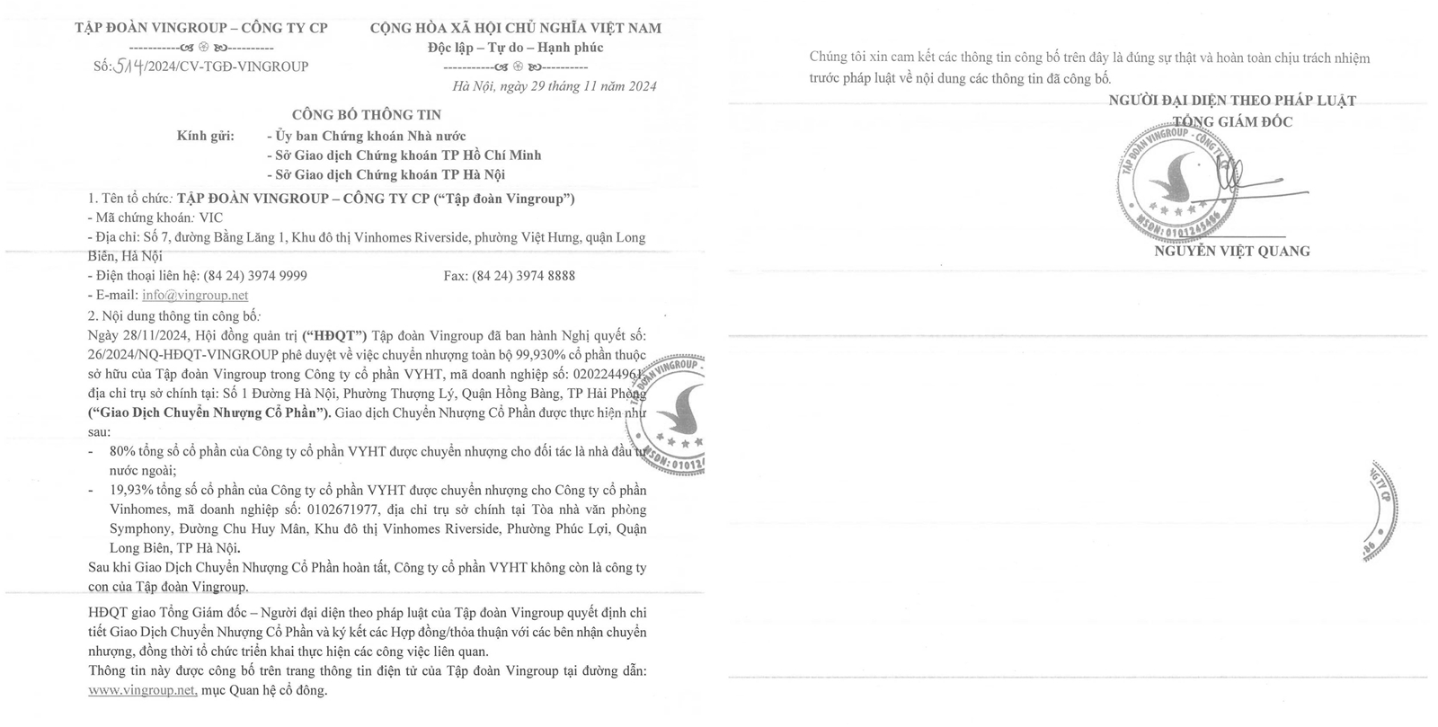 Vingroup của tỷ phú Phạm Nhật Vượng chuyển nhượng 80% vốn DN xây Đảo Tỷ phú cho nước ngoài có cần làm lại ĐTM?