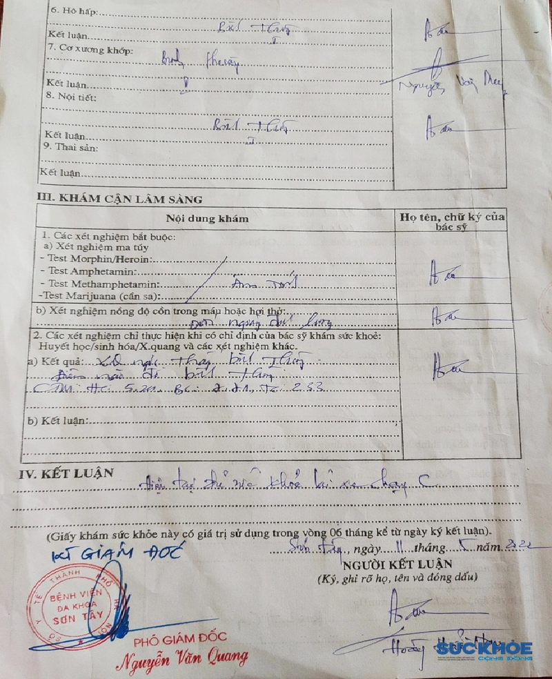 Kì lạ, quy trình thăm khám cấp giấy khám sức khỏe thi giấy phép lái xe tại Bênh viện Đa khoa thị xã Sơn Tây