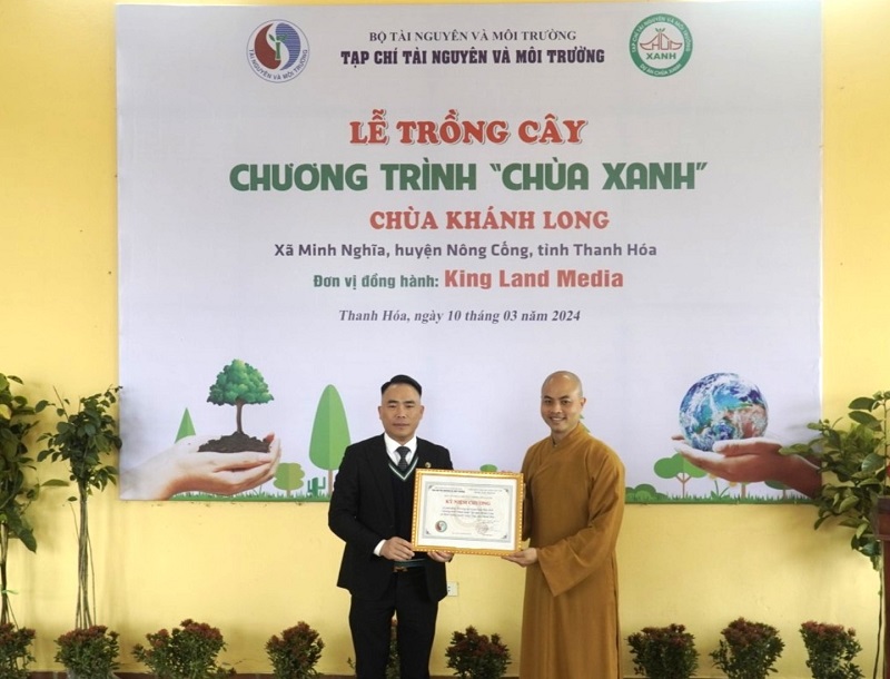 Tạp chí Tài nguyên và Môi trường: Tổ chức lễ trồng cây tại chùa Khánh Long, huyện Nông Cống (Thanh Hóa)