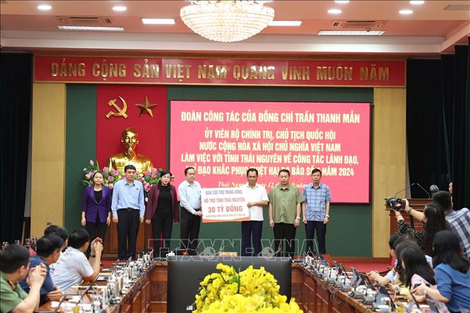 Chủ tịch Quốc hội Trần Thanh Mẫn chỉ đạo công tác khắc phục thiệt hại do bão số 3 tại Thái Nguyên