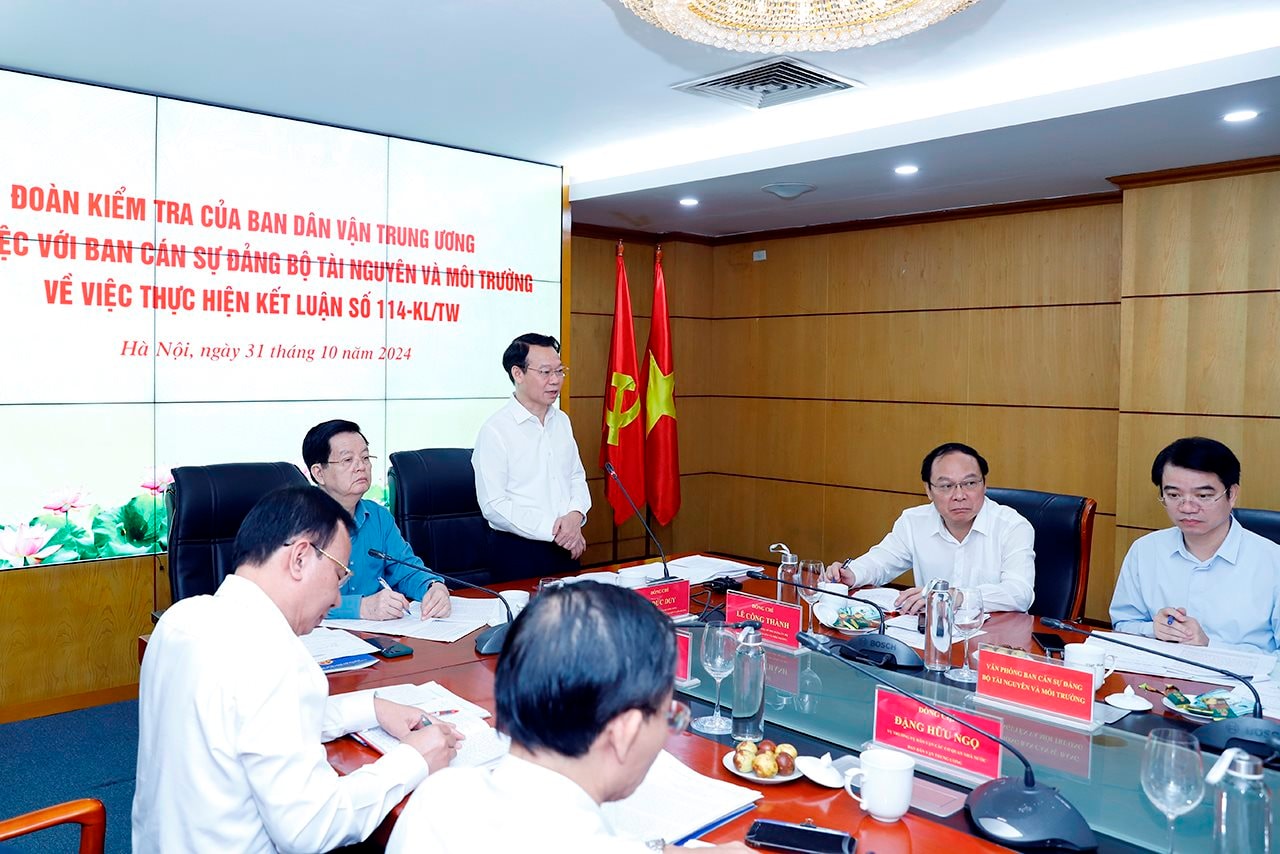 Đoàn khảo sát của Ban Dân vận Trung ương làm việc với Ban Cán sự Đảng Bộ Tài nguyên và Môi trường
