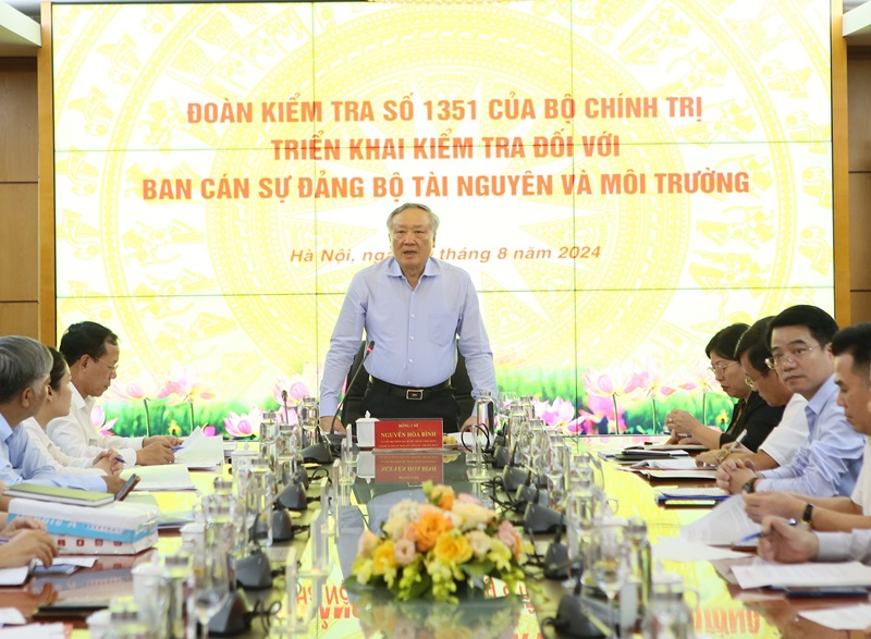 Đoàn kiểm tra số 1351 của Bộ Chính trị làm việc với Ban Cán sự đảng Bộ Tài nguyên và Môi trường