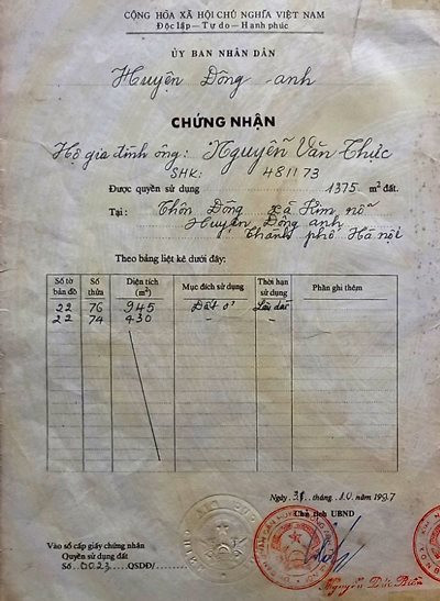 Sai sót trong Giấy chứng nhận quyền sử dụng đất tại xã Kim Nỗ (huyện Đông Anh): Cần giải quyết thỏa đáng
