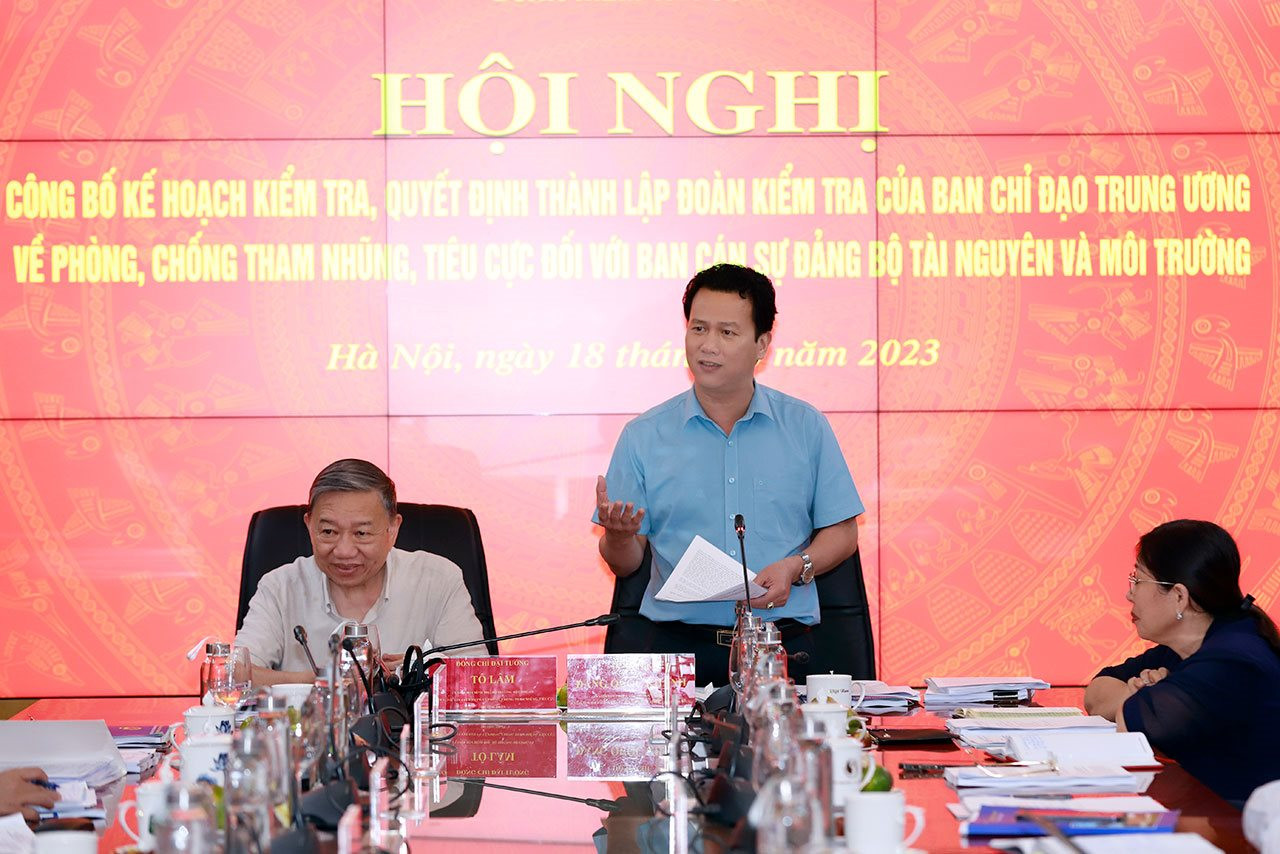 Đoàn kiểm tra số 2 Ban Chỉ đạo Trung ương công bố kế hoạch kiểm tra đối với Ban Cán sự đảng Bộ Tài nguyên và Môi trường