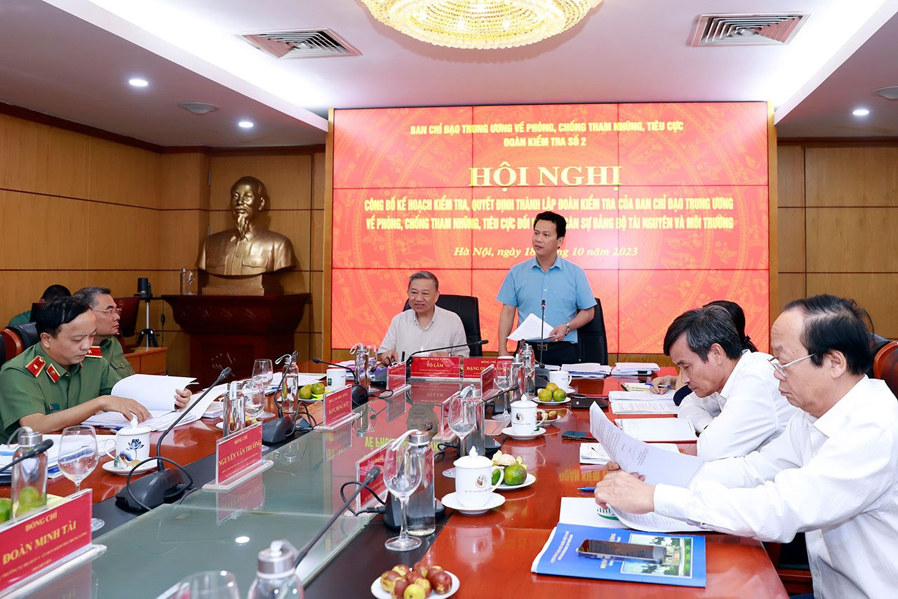 Đoàn kiểm tra số 2 Ban Chỉ đạo Trung ương công bố kế hoạch kiểm tra đối với Ban Cán sự đảng Bộ Tài nguyên và Môi trường