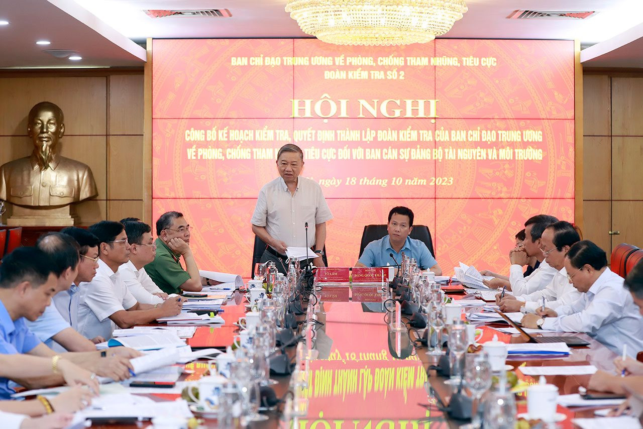 Đoàn kiểm tra số 2 Ban Chỉ đạo Trung ương công bố kế hoạch kiểm tra đối với Ban Cán sự đảng Bộ Tài nguyên và Môi trường