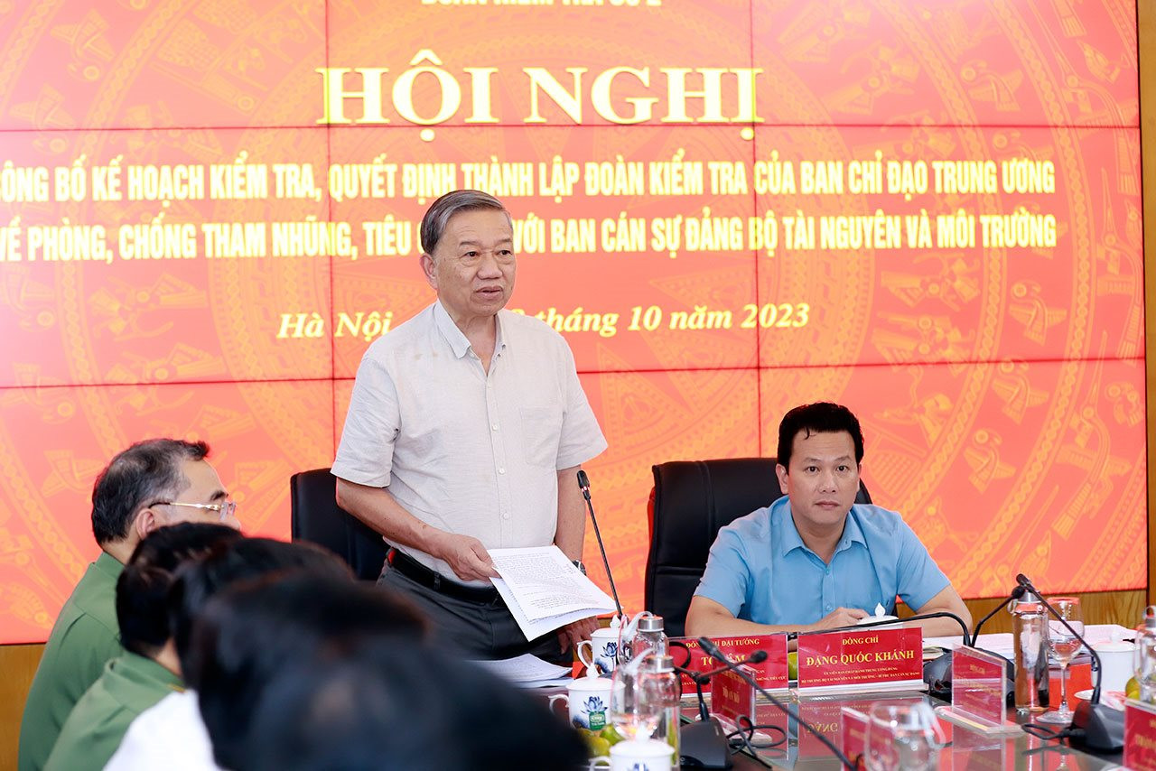 Đoàn kiểm tra số 2 Ban Chỉ đạo Trung ương công bố kế hoạch kiểm tra đối với Ban Cán sự đảng Bộ Tài nguyên và Môi trường