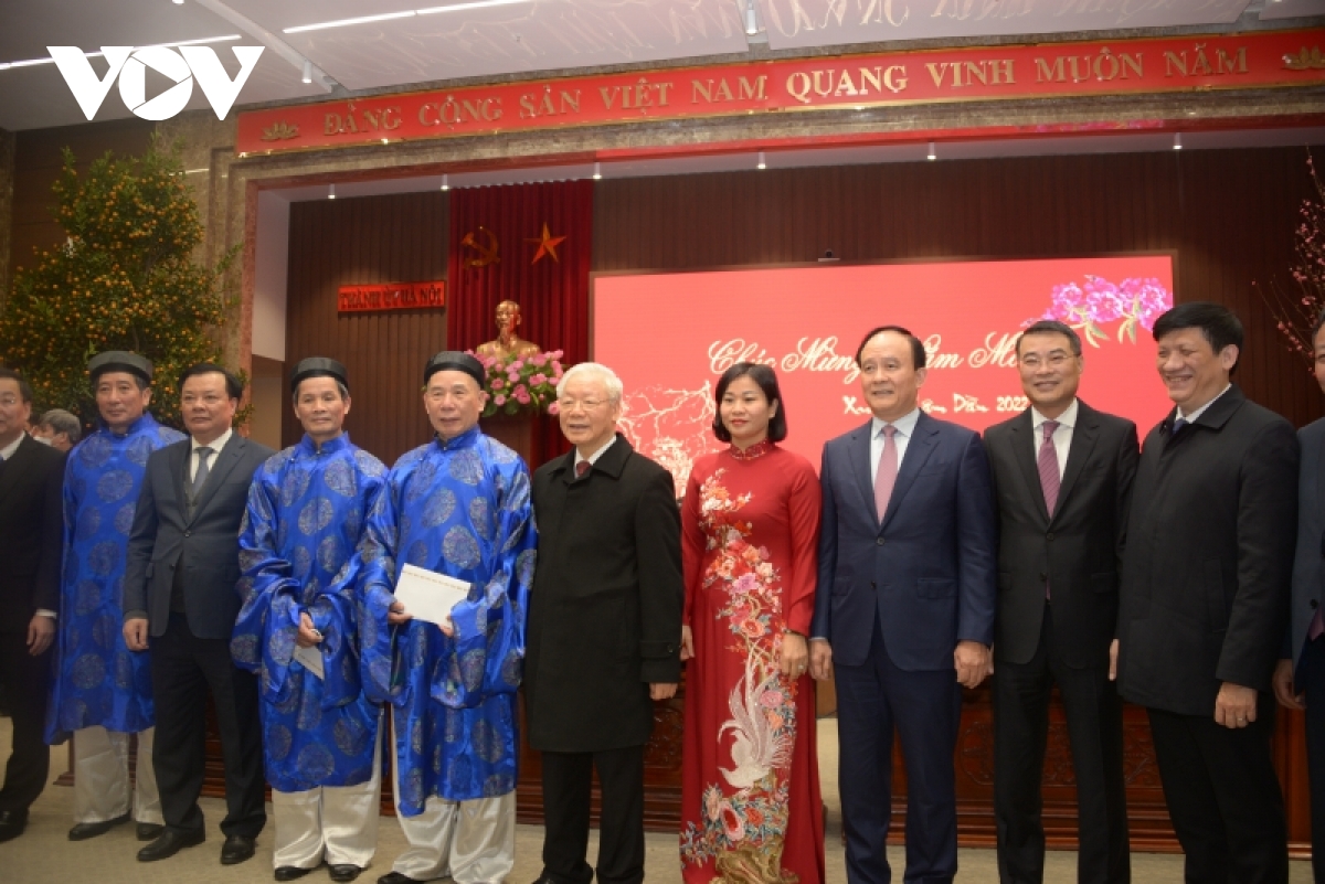 Tổng Bí thư Nguyễn Phú Trọng chúc Tết Đảng bộ, chính quyền và nhân dân Thủ đô Hà Nội