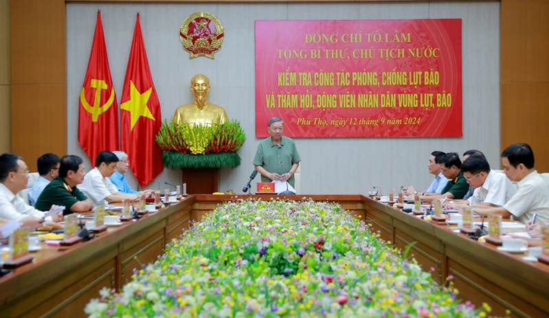 Tổng Bí thư, Chủ tịch nước Tô Lâm kiểm tra công tác phòng, chống lụt bão tại Phú Thọ