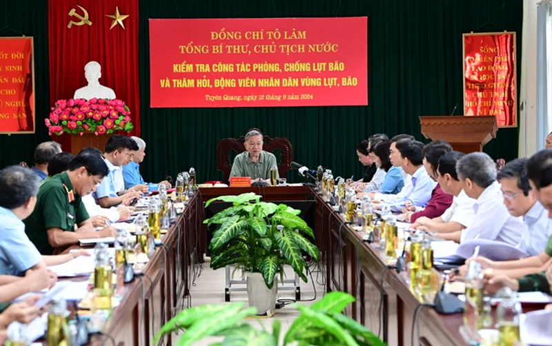 Tổng Bí thư, Chủ tịch nước Tô Lâm kiểm tra công tác phòng, chống lụt bão tại Tuyên Quang