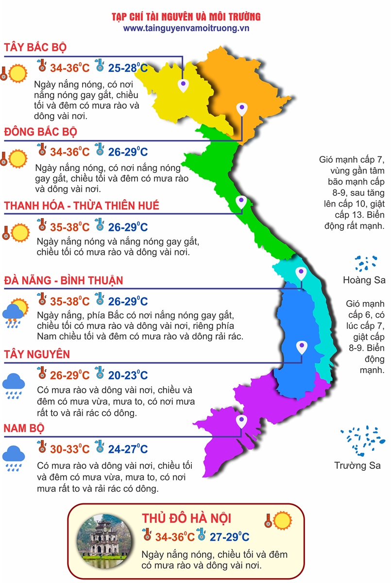 Thời tiết ngày 16/7: Áp thấp nhiệt đới mạnh lên thành bão số 1, hướng về vịnh Bắc Bộ
