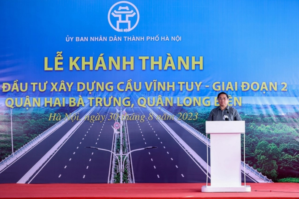 Thủ tướng Phạm Minh Chính dự lễ khánh thành cầu Vĩnh Tuy giai đoạn 2