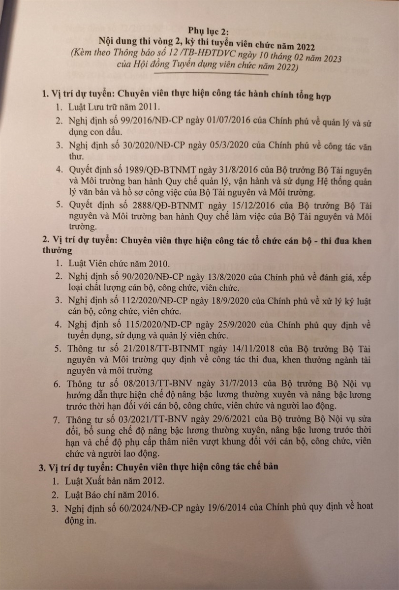 Thông báo Danh sách và triệu tập thí sinh đủ điều kiện dự thi vòng 2, kỳ thi tuyển viên chức năm 2022 của Tạp chí Tài nguyên và Môi trường