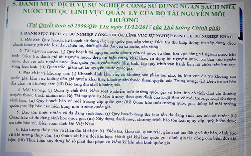 Bộ Tài nguyên và Môi trường: Tập huấn về giá thực hiện đặt hàng sản phẩm dịch vụ công sử dụng ngân sách nhà nước