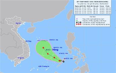 Áp thấp nhiệt đới cách đảo Song Tử Tây khoảng 430km