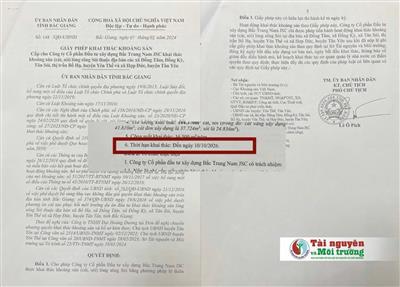 Bắc Giang: Dấu hiệu “bất thường” trong việc cấp giấy phép khai thác khoáng sản cho Công ty CP Đầu tư xây dựng Bắc Trung Nam JSC