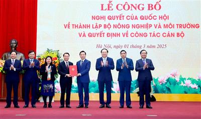 Công bố Nghị quyết của Quốc hội về thành lập Bộ Nông nghiệp và Môi trường và quyết định về công tác cán bộ