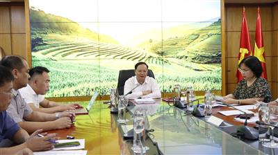 Thứ trưởng Lê Minh Ngân nghe báo cáo công tác chuẩn bị tổ chức Hội nghị phổ biến các Nghị định hướng dẫn thi hành Luật Đất đai 2024