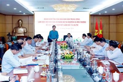 Đoàn khảo sát của Ban Dân vận Trung ương làm việc với Ban Cán sự Đảng Bộ Tài nguyên và Môi trường