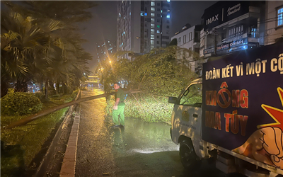 Hà Nội: Lực lượng chức năng phường La Khê ra quân tổng vệ sinh môi trường sau bão số 3