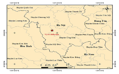 Hà Nội: Xảy ra động đất có độ lớn 4.0 tại huyện Mỹ Đức