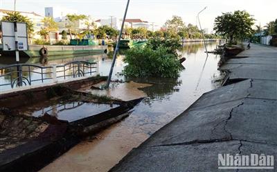 Sóc Trăng: Sạt lở nhấn chìm 50m bờ kè bê-tông xuống kênh