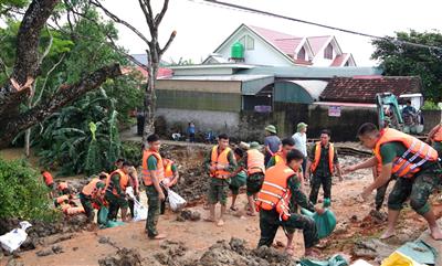Thanh Hóa: Hàng trăm người xuyên đêm khắc phục sự cố rỉ nước đê sông Mã