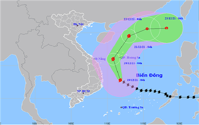 Thời tiết ngày 19/12: Bão số 9 gây gió mạnh, sóng lớn và mưa dông trên biển