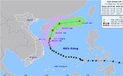Thời tiết ngày 20/12: Bão số 9 gây gió mạnh trên biển cấp 7, giật cấp 8