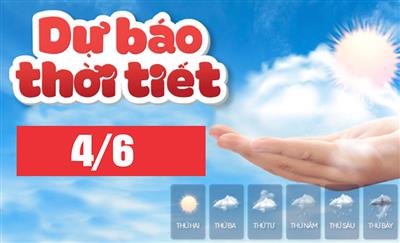 Thời tiết ngày 4/6: Cả nước có mưa rào và dông