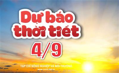 Thời tiết ngày 4/9: Bắc Bộ ngày nắng, có nơi nắng nóng; Nam Bộ chiều tối mưa dông