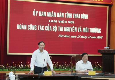 Thứ trưởng Bộ Tài nguyên và Môi trường Lê Minh Ngân, làm việc với tỉnh Thái Bình về công tác quản lý nhà nước về đất đai