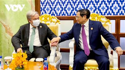 Thủ tướng Phạm Minh Chính gặp Tổng thư ký Liên Hợp Quốc Antonio Guterres