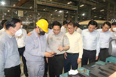 Thủ tướng Phạm Minh Chính thăm, làm việc tại Khu phức hợp sản xuất và lắp ráp ô tô Chu Lai-Trường Hải