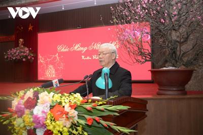 Tổng Bí thư Nguyễn Phú Trọng chúc Tết Đảng bộ, chính quyền và nhân dân Thủ đô Hà Nội